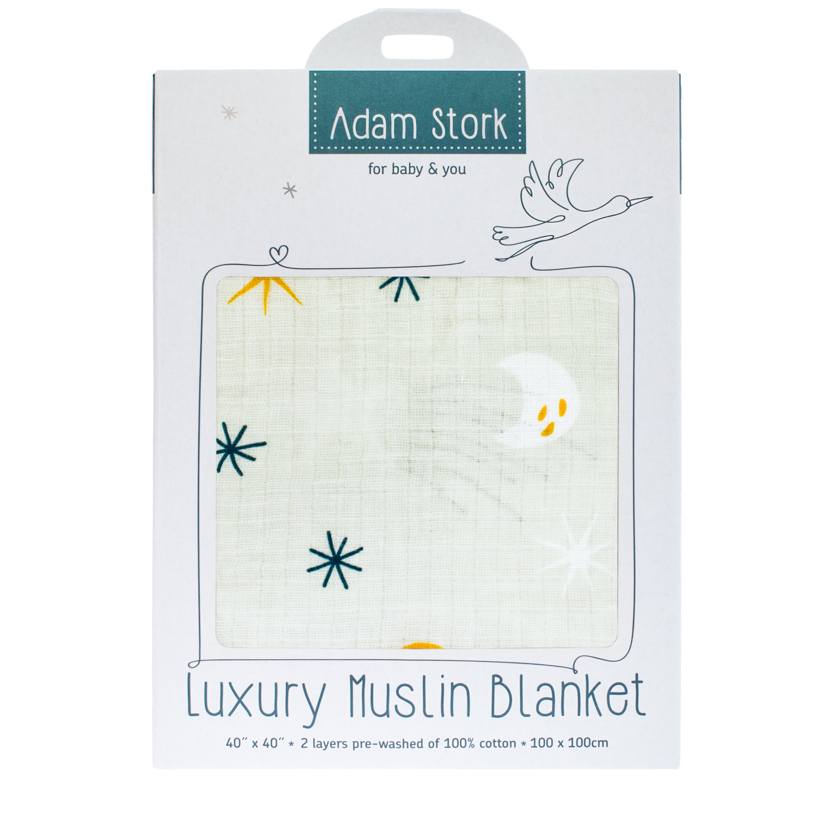 Adam Stork Muslin Swaddle Blanket 100 Cotton for Baby Girl Boy Uni